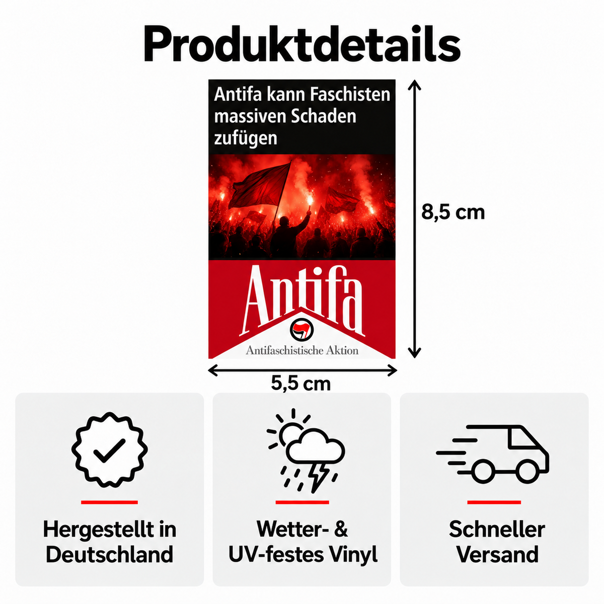 Antifa Zigarettenschachtel Sticker | 50er Pack